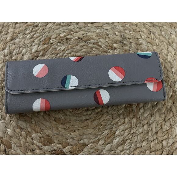 FOSSIL Glasses Sunglasses Case w/Magnetic Closure Gray w/Multicolor Dots - Picture 7 of 8